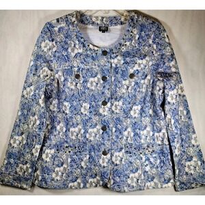 Gump's Jacket Blazer M Art to Wear‎ Textured Boho Festival Quilted Studded Artsy